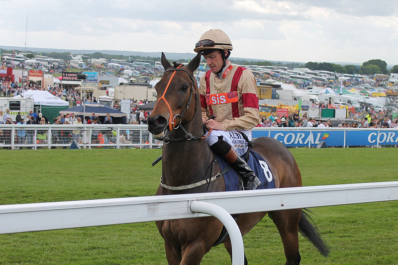 File:025 Epsom Derby Day - Investec Dash - Silvanus and Richard Hughes going to post (18562835176).jpg