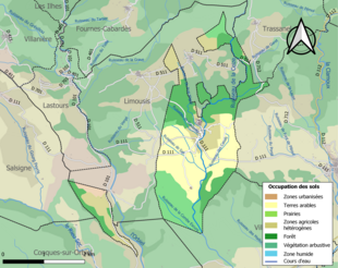 Barevná mapa znázorňující využití půdy.