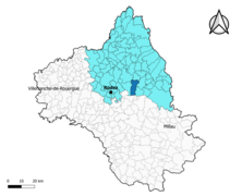 Bertholène dans l'arrondissement de Rodez en 2020.