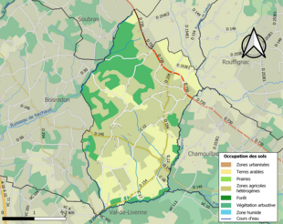 Barevná mapa znázorňující využití půdy.