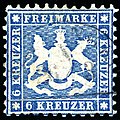 6 kr issue 1863 perf 10, half-circle, signed. Mi27