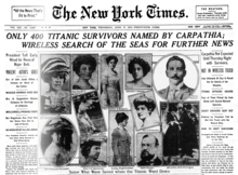 Newspaper features often focused on the fates of prominent individuals. 19120417 Some who were saved when the Titanic went down - The New York Times.png