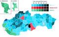 Results of the first round of the 2004 Slovak presidential election, showing vote strength by district.