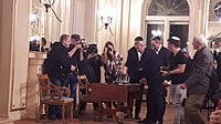 Hanukkah candles-lighting ceremony in Izrael Poznański Palace by Rabbi Dawid Szychowski