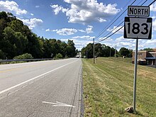 PA 183 northbound in Penn Township 2022-08-16 15 57 03 View north along Pennsylvania State Route 183 (Bernville Road) at Shartlesville Road in Penn Township, Berks County, Pennsylvania.jpg