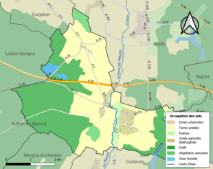 Carte en couleurs présentant l'occupation des sols.