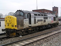 Trans-Rail livery on 37674 at Westbury in April 2004 37674 'Saint Blaise Church 1445-1995' at Westbury.JPG