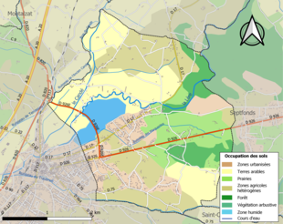 Barevná mapa znázorňující využití půdy.