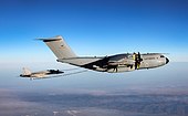 A German Air Force A400M tanker refuels an U.S. Navy FA-18E Super Hornet (2022-02-25) (cropped).jpg