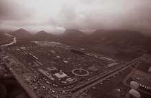 Aerial sepia image of the first Rock in Rio, Sunday 1985, Blitz on stage A sepia image of Rock in Rio , Blitz on stage.tif