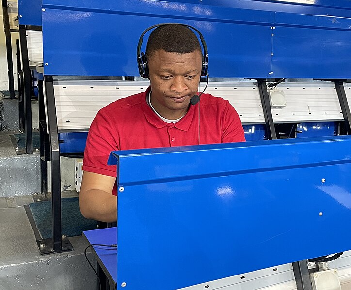 File:African journalist Rahman Osman working at Stamford for Chelsea v Leicester Premier League game (cropped).jpg