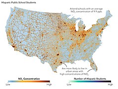 Nov 1 (1): NO2-Concentration and number of Hispanic public school students in the United States for 2017-2019