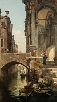 Venice canal with vendor