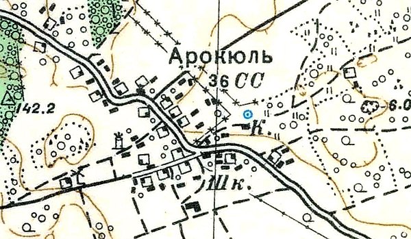 План деревни Аракюля. 1938 год