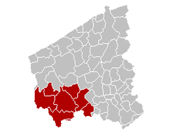 伊珀尔区在西法蘭德斯省的位置