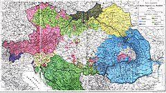 Ethnic map of Austria-Hungary and Romania, 1892
