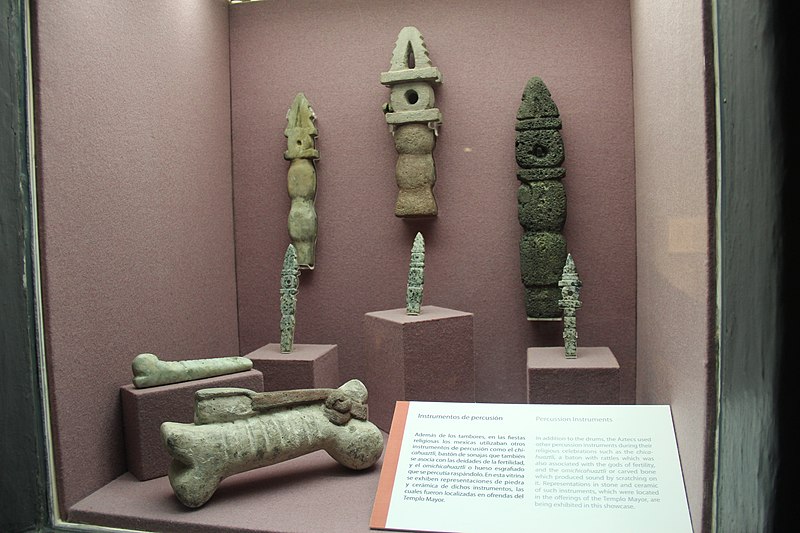 File:Aztec Percussion Instruments Stone and Ceramic Representations Placed in Great Temple Offering (9782064195).jpg