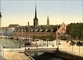 Børsen seen with Højbro Bridge in the foreground