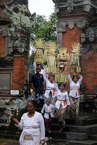 The Hindu Balinese temple offering in Bali