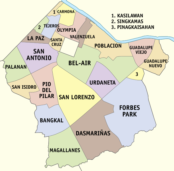 File:Barangay map of Makati with labels (2023).svg