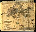 Battle map drafted by Sneden, Robert Knox, with notes on Union and Confederate strengths, casualties, done in pen and ink and water color