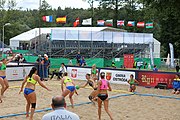 Deutsch: Beachhandball Europameisterschaften 2019 (Beach handball Euro); Tag 3: 4. Juli 2019 – Frauen, Hauptrunde Gruppe II, Ukraine-Italien 2:0 (20:16, 20:16) English: Beach handball Euro; Day 3: 4 July 2019 – Women Main Round Group II – Ukraine-Italy 2:0 (20:16, 20:16)