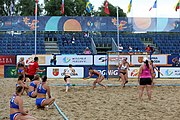 Deutsch: Beachhandball Europameisterschaften 2019 (Beach handball Euro); Tag 5: 6. Juli 2019 – Frauen, Halbfinale, Ungarn-Niederlande 2:0 (19:16, 15:12) English: Beach handball Euro; Day 5: 6 July 2019 – Semifinal Women – Hungary-Netherlands 2:0 (19:16, 15:12)