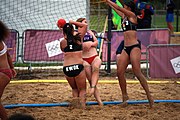 Deutsch: Beachhandball bei den Olympischen Jugendspielen 2018; Tag 6, 11. Oktober 2018; Mädchen, Platzierungsrunde - Amerikanisch Samoa-Hongkong 0:2 English: Beach handball at the 2018 Summer Youth Olympics at 11 October 2018 – Girls Consolation Round – American Samoa-Hong Kong 0:2