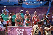 Deutsch: Beachhandball bei den Olympischen Jugendspielen 2018; Tag 4, 10. Oktober 2018; Mädchen, Vorrunde, Gruppe A - Ungarn-Chinese Taipei (Taiwan) 2:0 English: Beach handball at the 2018 Summer Youth Olympics at 10 October 2018 – Girls Preliminary Round Group A‎ – Hungary-Chinese Taipei 2:0