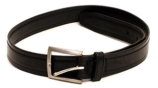 Belt (clothing) Worn band or braid, usually around the waist or hips