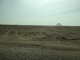 View of the Black pyramid and the Bent pyramid.