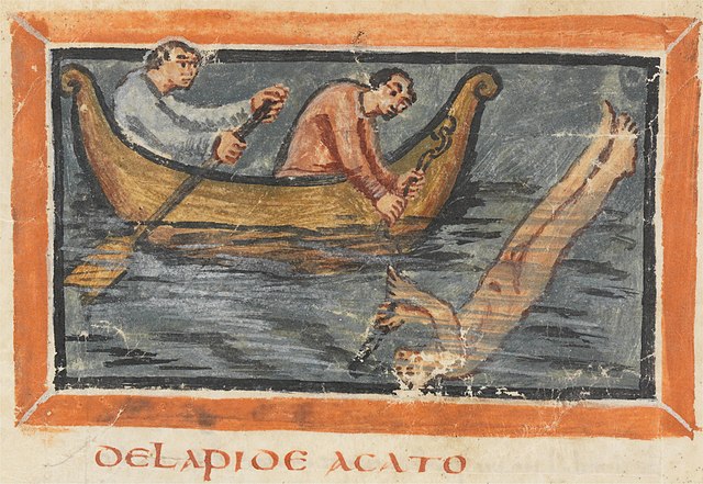 9th century illustration of a pearl diver