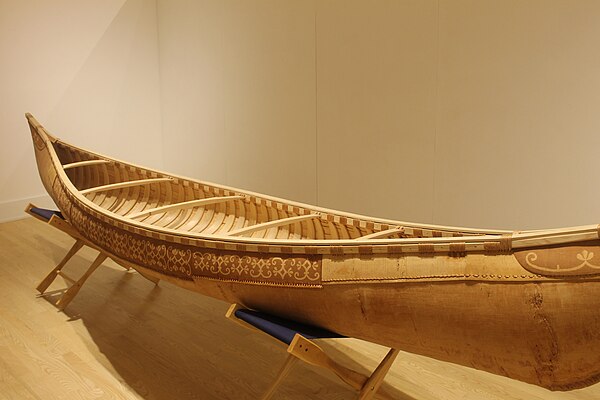 Birch bark canoe at Abbe Museum in Bar Harbor, Maine