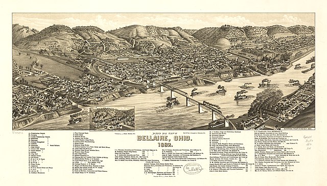 An 1882 bird's eye view of Bellaire