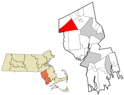 Bristol County Massachusetts incorporated and unincorporated areas Attleboro highlighted.svg