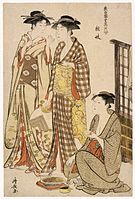 Two Women Standing from series "Tosai Yuri Bijin Awase", by Torii Kiyonaga (1752–1815)