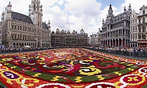 The Grand Place, decorated with a floral carpet