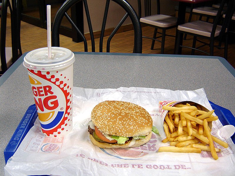 burger king hamburger with fries