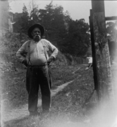 Man who tended the inclined plane 7 East (in background, note rails) on the Morris Canal