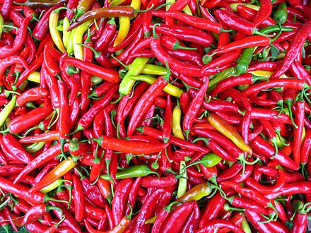 Fresh chillis are the main ingredient for a sambal.