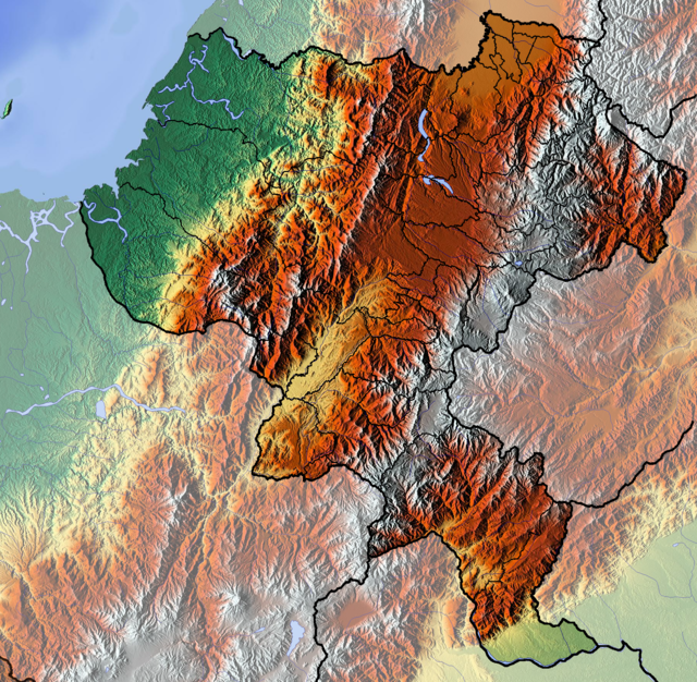 考卡省地形图