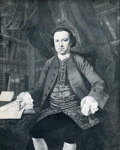 Christopher Smart's Pembroke portrait showing a letter sent from Alexander Pope