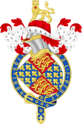Cap of maintenance sobre el escudo de Eduardo III de Inglaterra (siglo XIV).