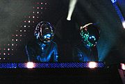 Daft Punk at O2 Wireless Festival, helmeted musicians at keyboard