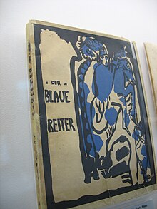 Almanach Le Cavalier bleu, en 1912. La couverture est une gravure de Kandinsky.