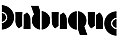 Rotational ambigram for the word "Dubuque"