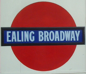 An early form of the roundel as used on the platform at Ealing Broadway