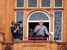 Eddie Butler at the joint YesCymru AUOB Cymru march for Welsh Independence in Merthyr Tydfil on 7 September 2019 Eddie Butler at the Third National March for Welsh Independence 7 September 2019 05.jpg