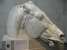 Head of the horse of Selene, which inspired Fiddian-Green, with the Elgin Marbles in the British Museum Elgin Marbles 162.jpg