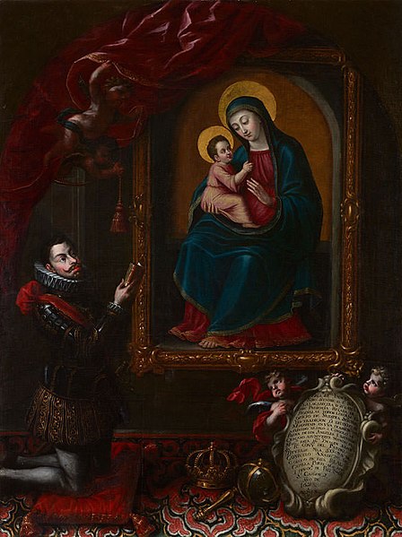 File:Felipe III rezando ante Nuestra Señora del Consuelo (Convento de los Padres Capuchinos de El Pardo).jpg